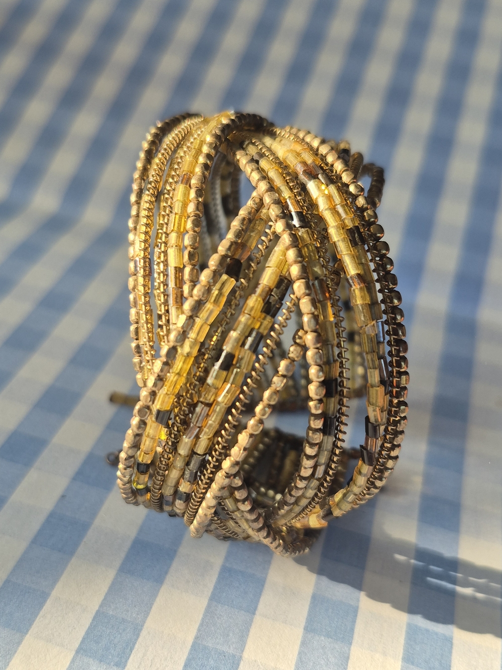 Gold Beaded Multi-Strand Beaded Cuff Bracelet 2026 Trends - Picture 5 of 5